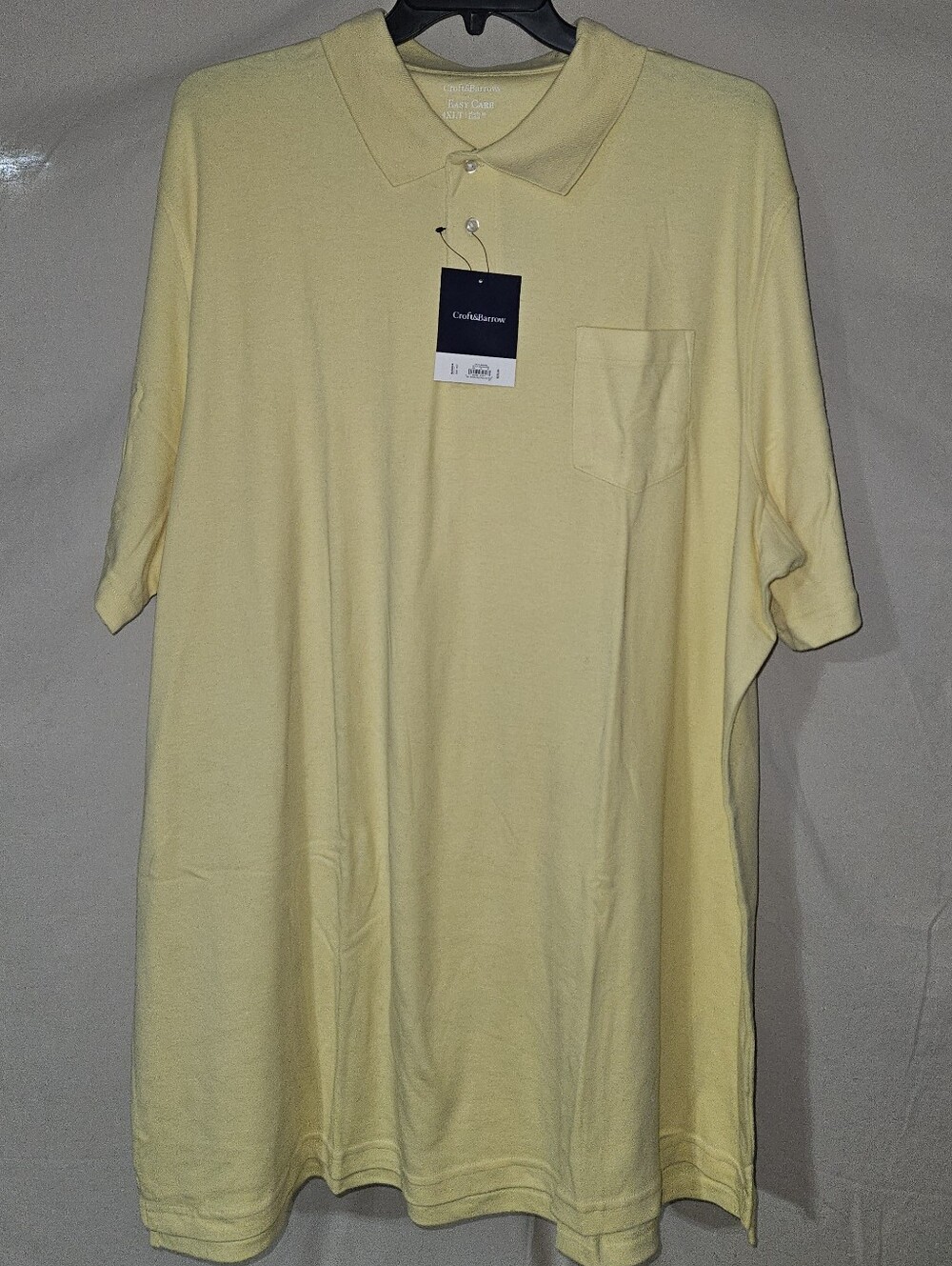 NWT croft & barrow Pale Yellow Short-Sleeve Polo with Chest Pocket